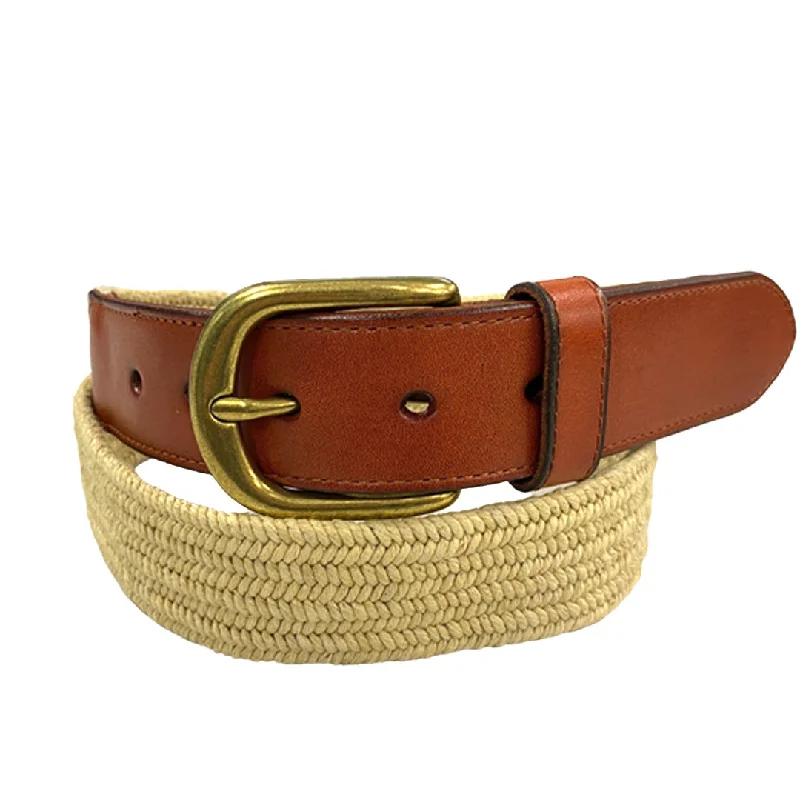 casual waist belt with unique buckle design -FAIRLIGHT - Addison Road Cotton Weave Elastic Leather Belt