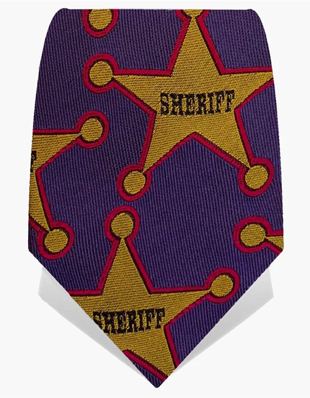 stylish office silk necktie combinations-Purple & Yellow Sheriff Tie