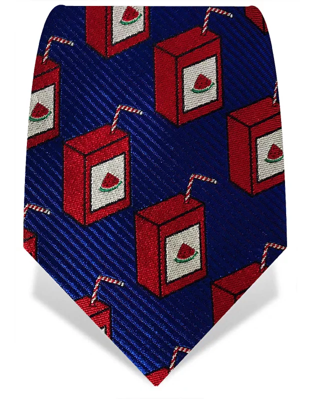 stylish silk ties for formal business events-Navy & Red Watermelon Juice Tie