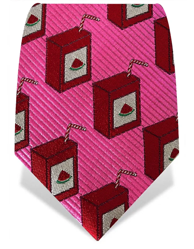 stylish silk necktie sets for office meetings-Pink & Red Watermelon Juice Tie