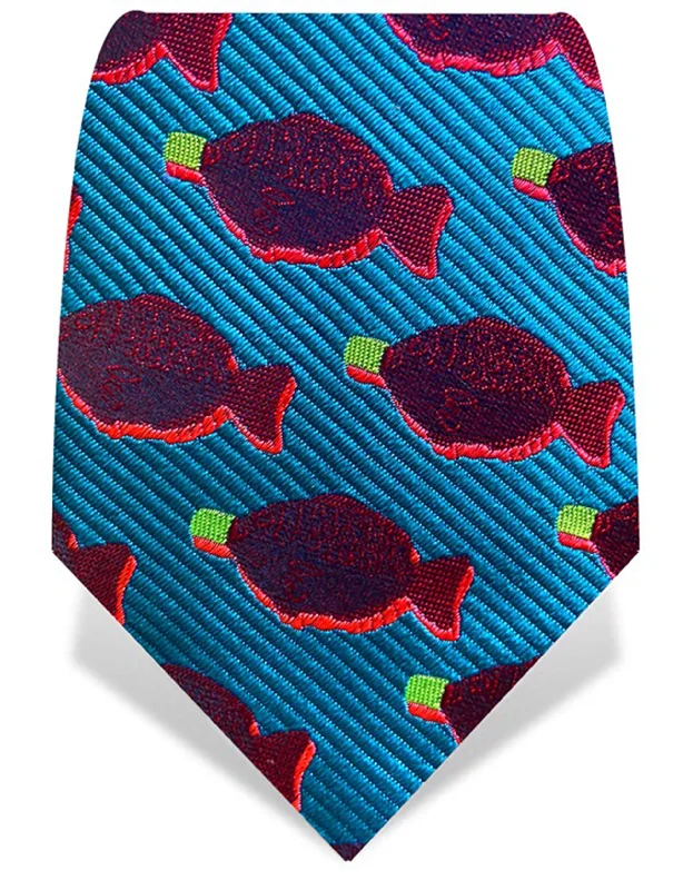 modern silk necktie designs for business wear-Turquoise & Red Soy Sauce Tie