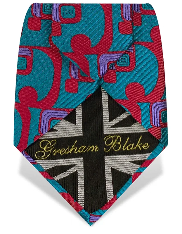 unique business silk necktie designs-Turquoise & Fuchsia Feel Tha Funk Tie