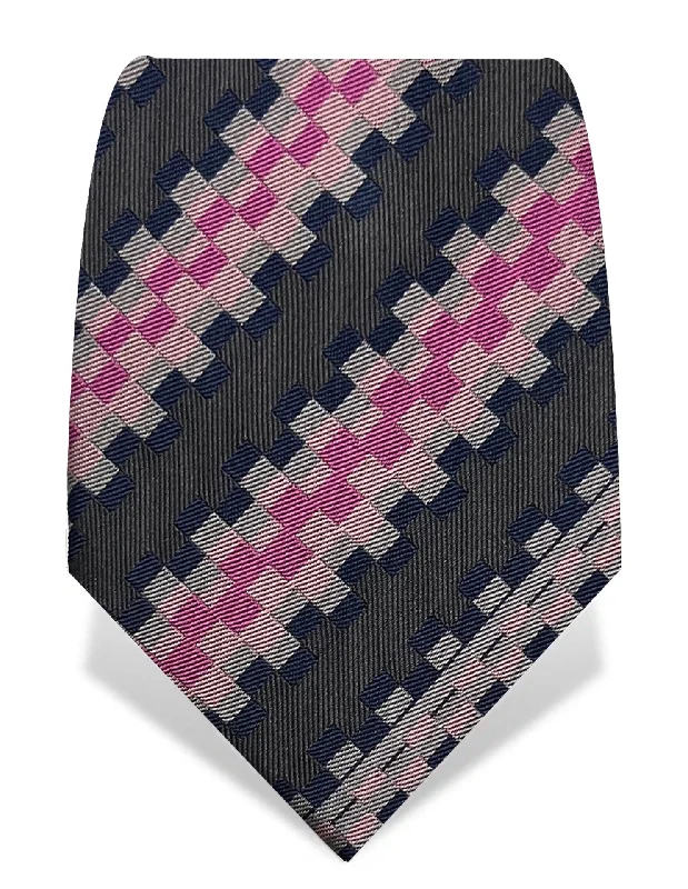 premium designer silk wedding ties-Pink Grid Tie