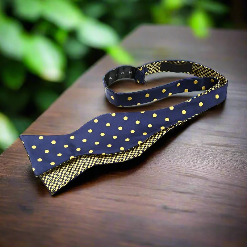 high-end silk necktie designs for weddings-Double Sided Self-Tie Bow Tie