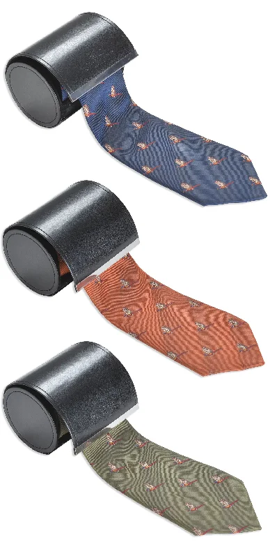 luxury silk necktie colors for weddings-Alan Paine Ripon Silk Tie | Flying Pheasants