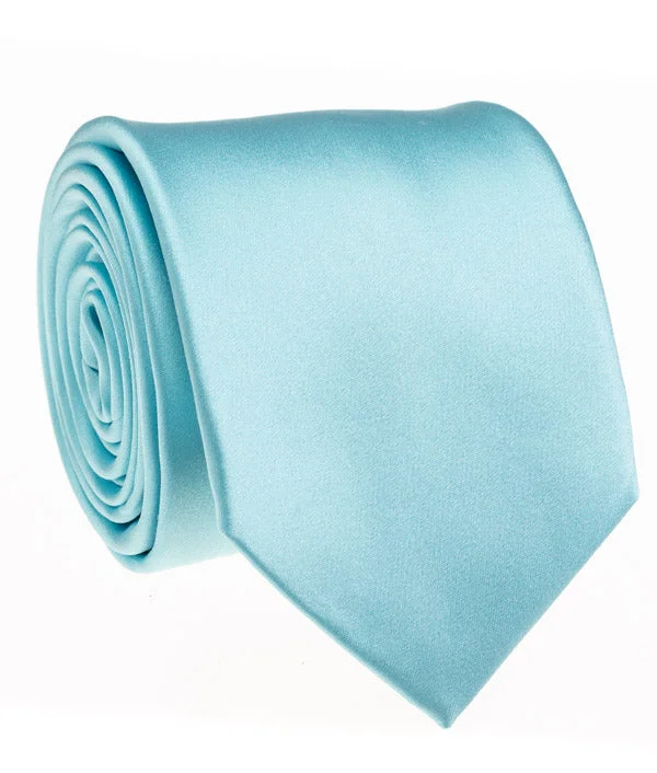 luxury silk necktie designs for office wear-Aqua Satin Tie