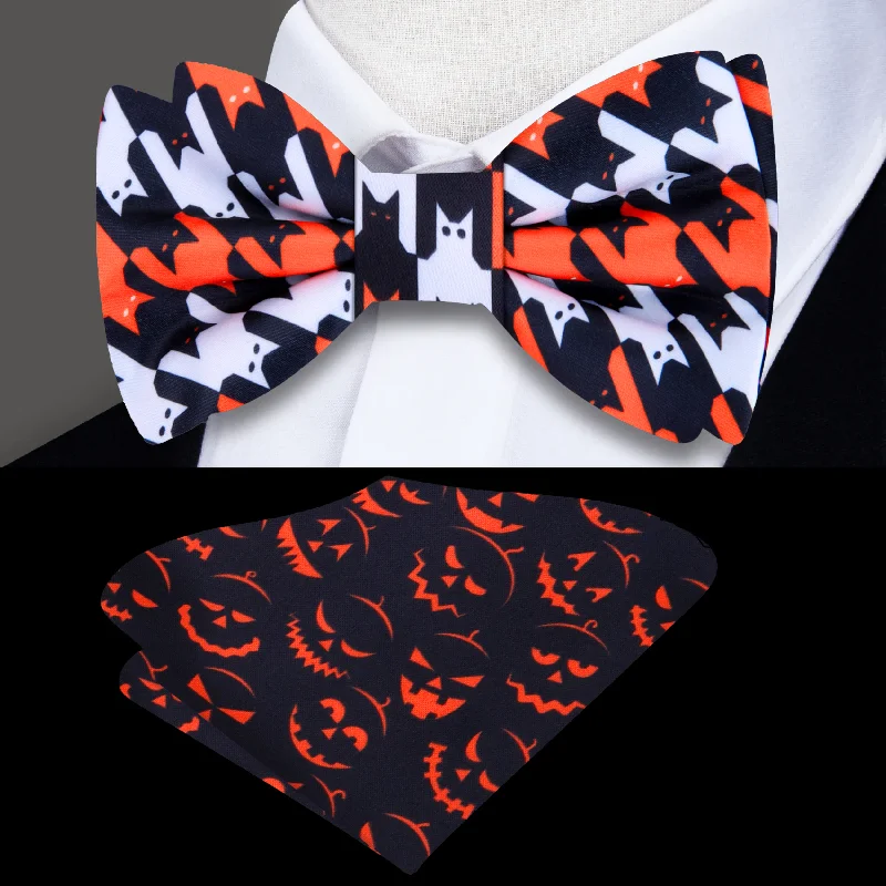 unique silk necktie colors for men-Halloween Cats Bow Tie