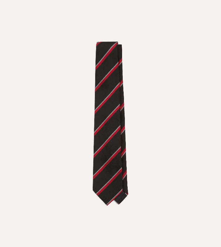 premium silk necktie designs for formal events-Black and Red Stripe Tipped Repp Silk Tie