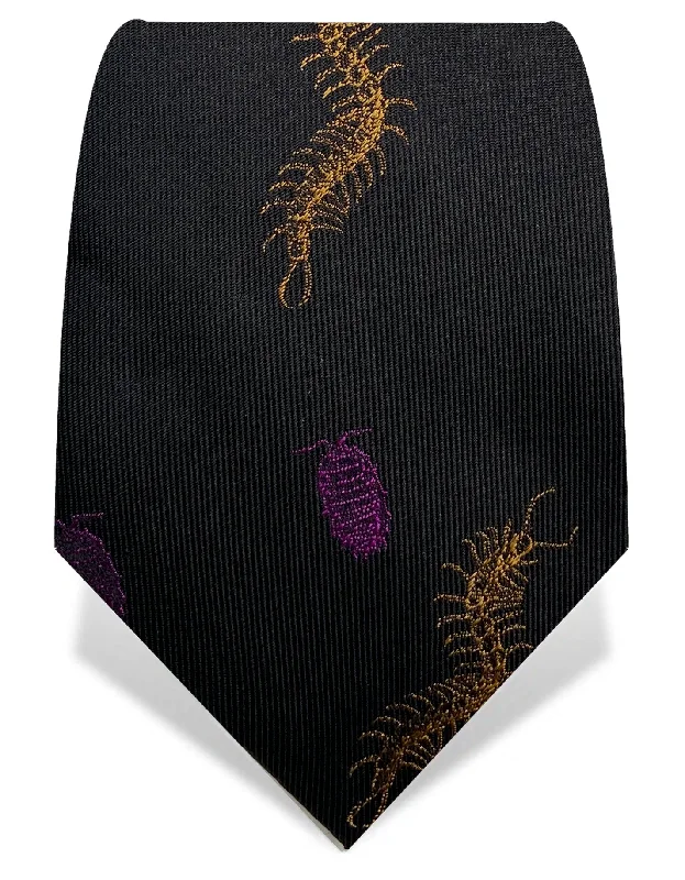 premium silk wedding necktie ideas-Black Creepy Crawly Tie