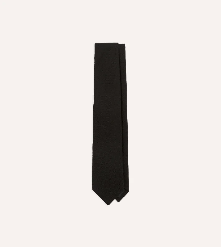 vibrant silk necktie sets for weddings-Black Pure Cashmere Solid Tipped Tie