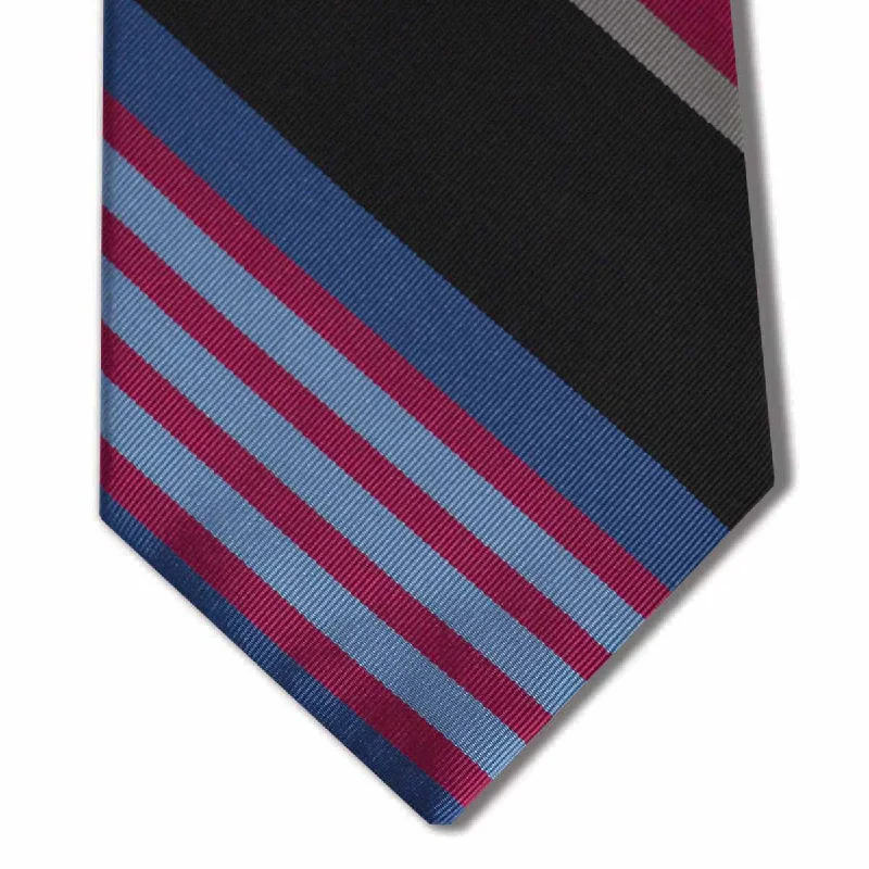 vibrant silk necktie patterns for business wear-Black, Purple, and Blue Stripe Tie