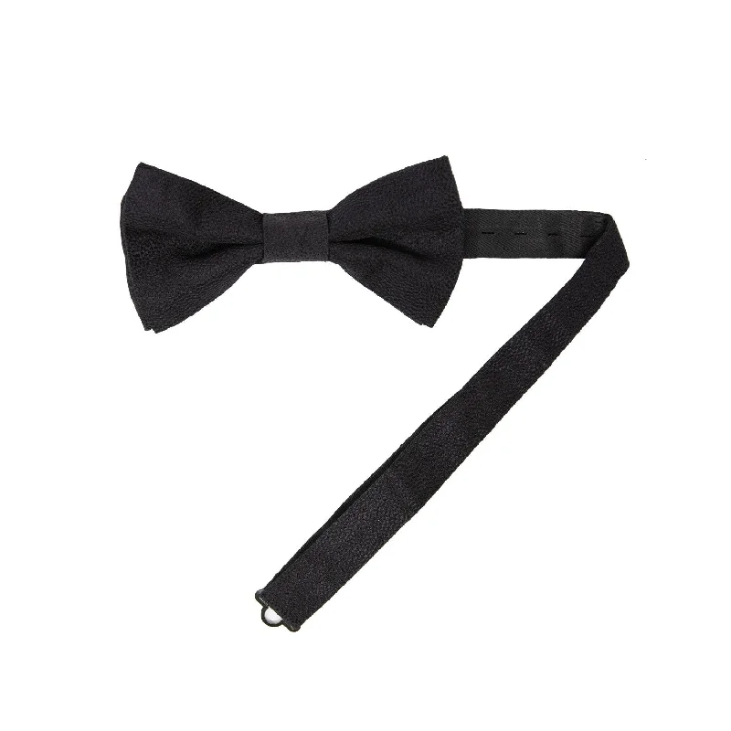 trendy silk bow tie styles for men-Black Texture Pre-Tied Silk Bow Tie