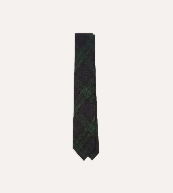 stylish silk necktie designs for formal events-Blackwatch Check Hand Rolled Wool Tie