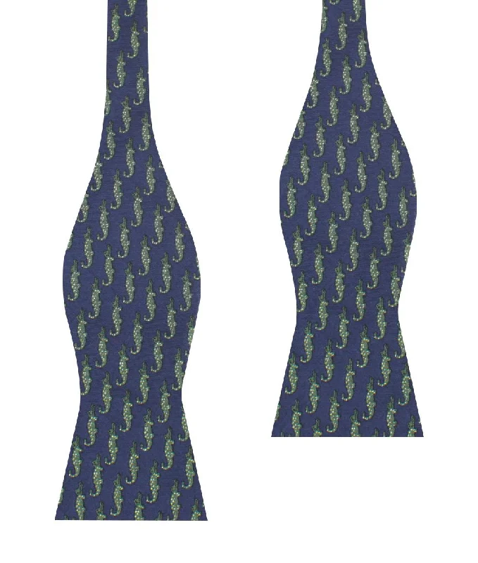 affordable business silk necktie options-Blue Crocodile Dundee Self Bow Tie