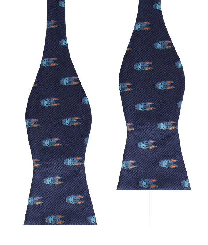 unique silk bow ties for office wear-Blue Donkey Self Bow Tie