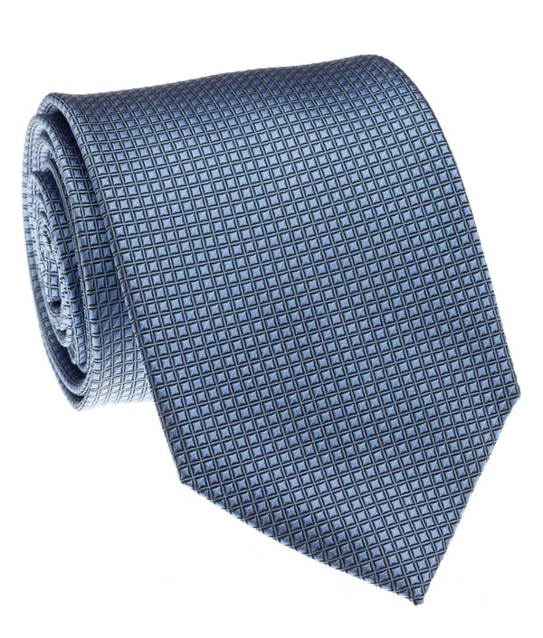 premium silk necktie designs for formal events-Blue Solid Grid Tie