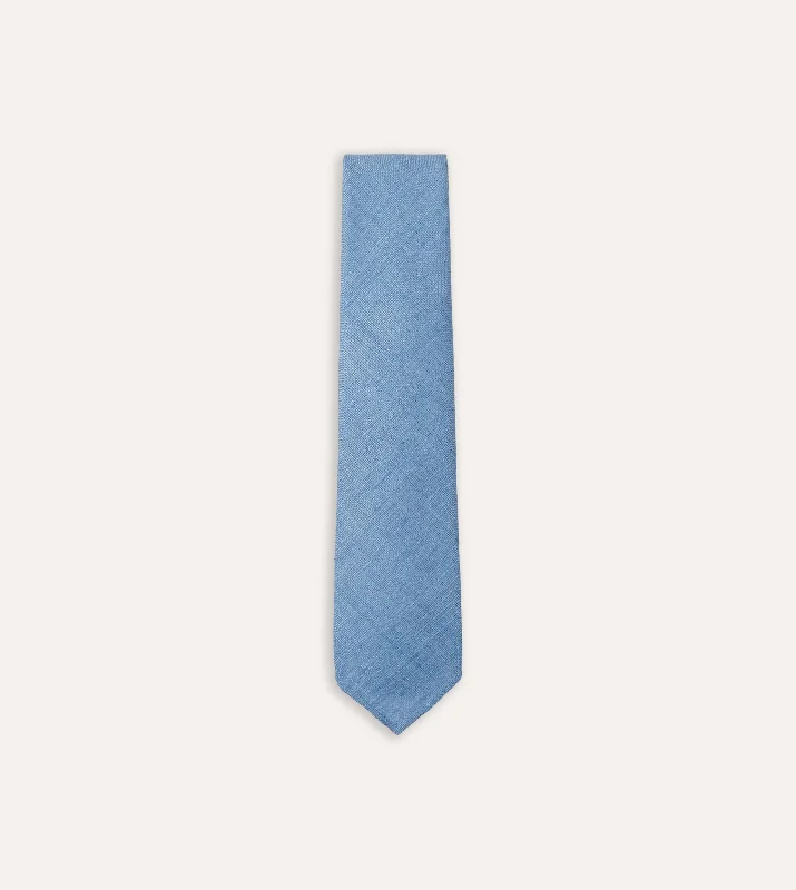 modern silk necktie designs for business-Blue Tussah Hand Rolled Silk Tie