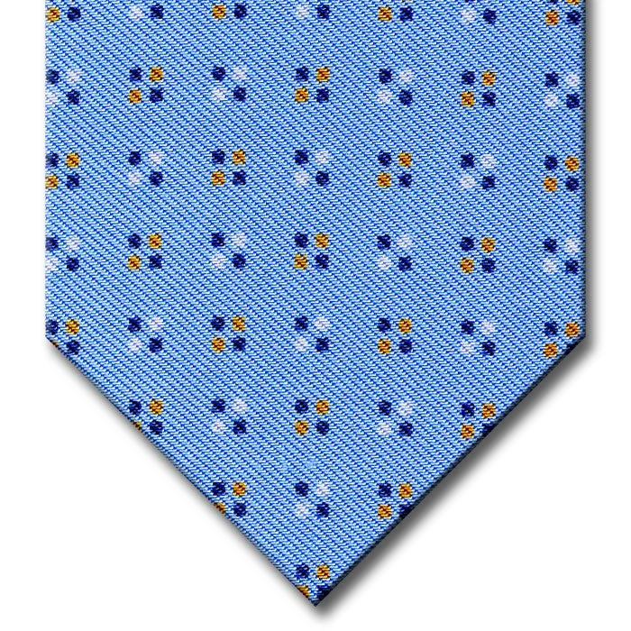 trendy business silk bow tie sets-Blue with Gold Geometric Pattern Tie