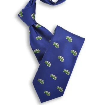 affordable wedding silk tie sets for men-Blue with Green VW Van Tie