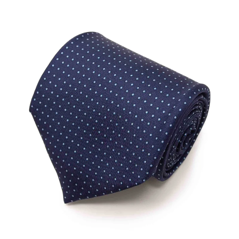 stylish silk ties for office meetings-Square Dots Blue with Light Blue Silk Tie