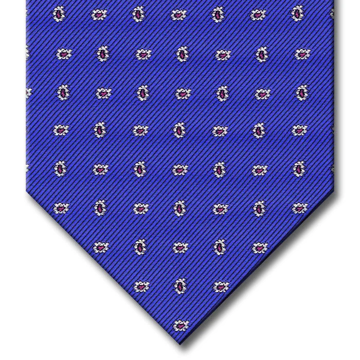 high-quality silk necktie sets for men-Blue with Pink and Silver Paisley Tie