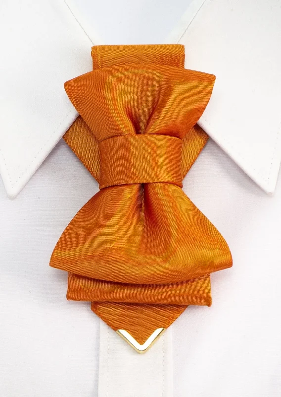 premium silk wedding necktie ideas-BOW TIE "ORANGE ACCENT"