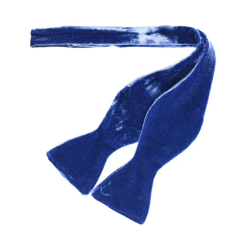 premium silk necktie ideas for business events-Royal Blue Velvet Bow Tie Self-tie