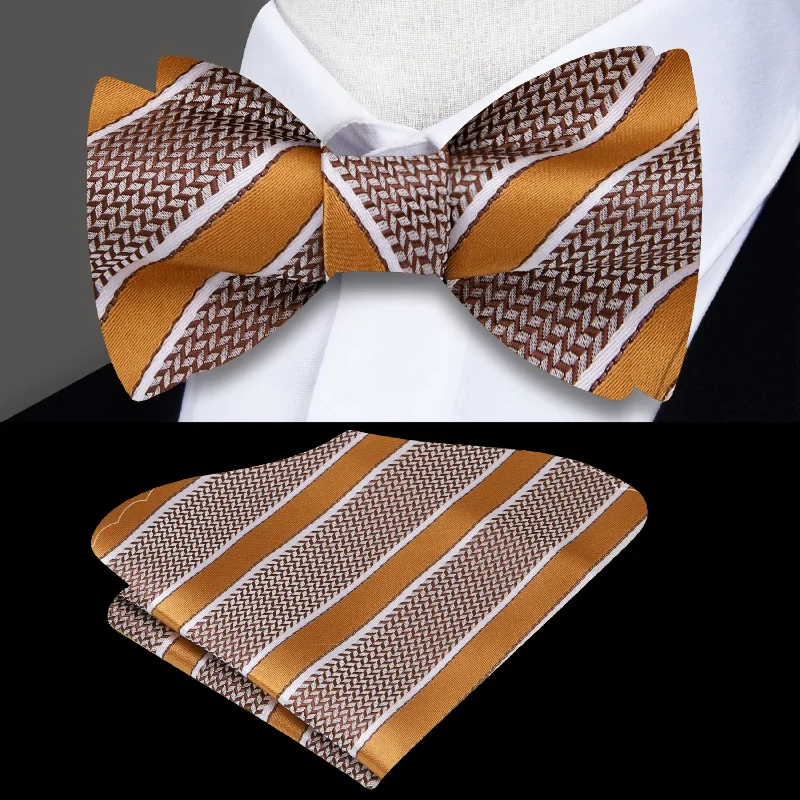 affordable designer silk necktie sets-Stunning Stripe Self-Tie Bow Tie