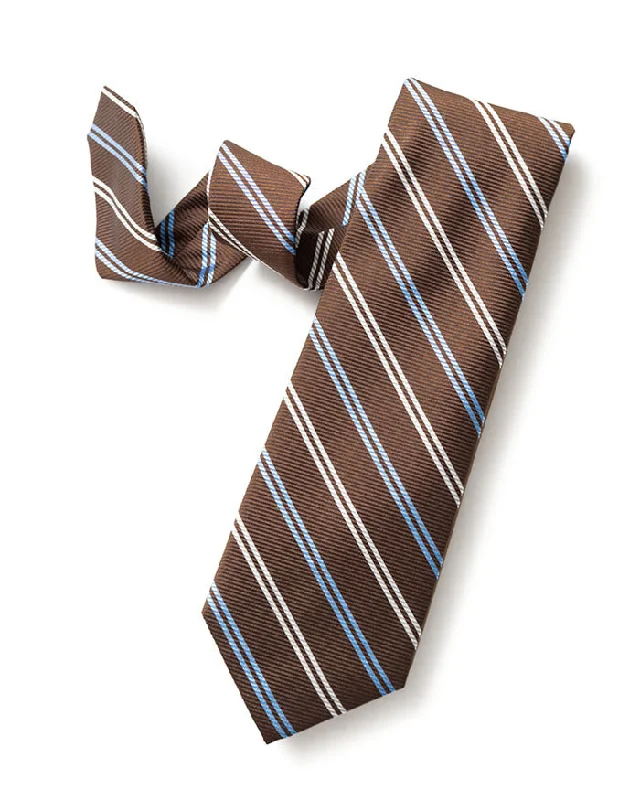 modern office silk tie designs for men-Brown Repp Stripe Tie