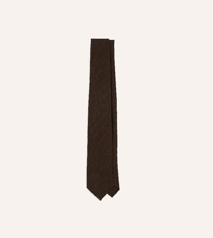 trendy silk necktie designs for weddings-Brown Shantung Silk Hand-Rolled Tie