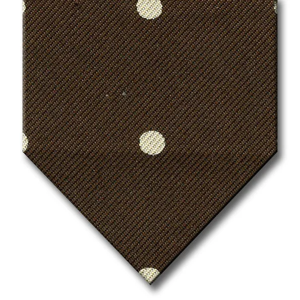 luxury silk necktie designs for office wear-Brown with White Dot Pattern Tie