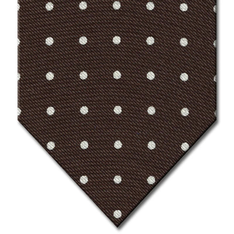 premium silk wedding necktie packs-Brown with White Dot Pattern Tie