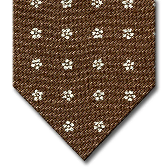 modern office silk tie designs for men-Brown with white Floral Pattern Tie