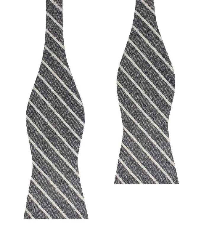 best silk necktie styles for office wear-Budapest Pinstripe Self Bow Tie