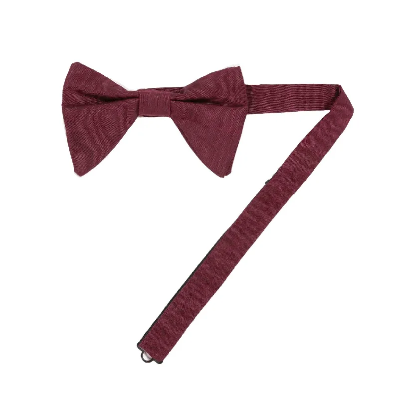 stylish silk necktie sets for office events-Burgundy Silk Moire Butterfly Bow Tie