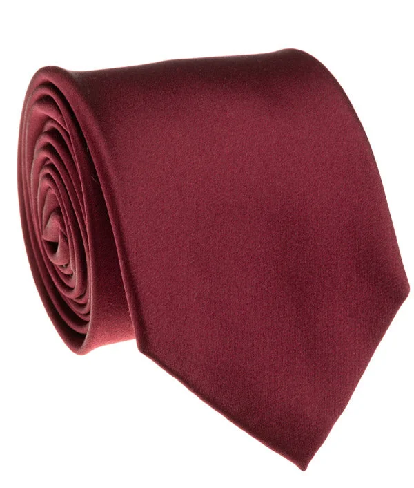 modern office silk tie designs for men-Burgundy Satin Tie