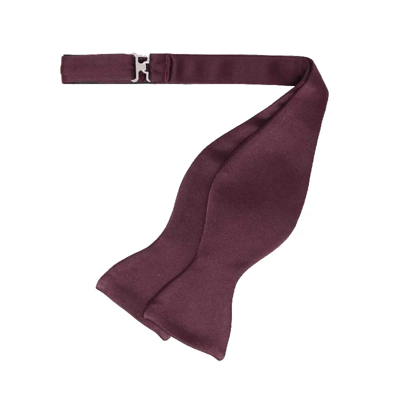 elegant wedding necktie designs for men-Burgundy Silk Bow Tie self-tie