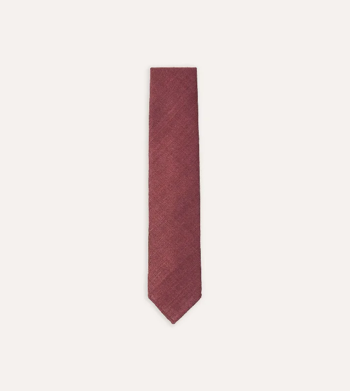 luxury silk wedding tie sets-Burgundy Tussah Hand Rolled Silk Tie