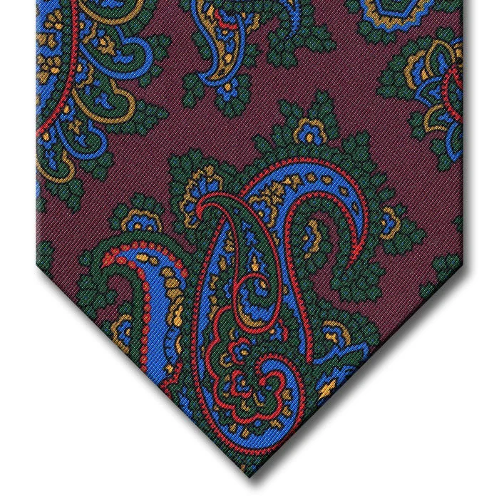 stylish silk ties for wedding parties-Burgundy with Blue and Green Paisley Tie