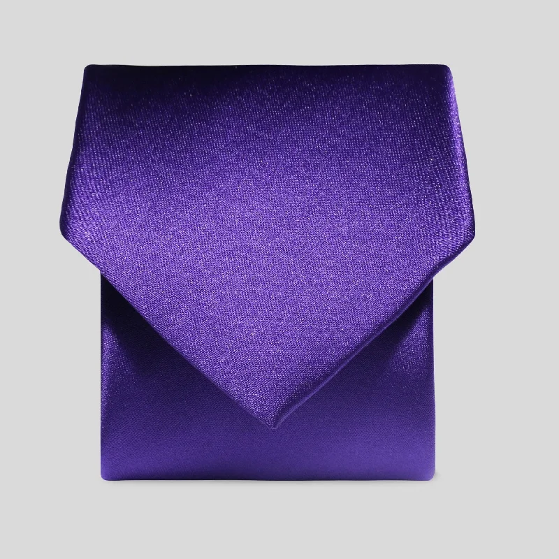 premium designer silk wedding ties-Purple Satin Tie