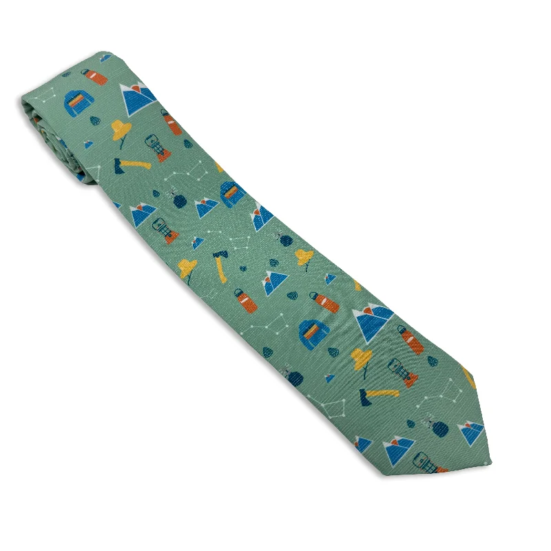 designer necktie ideas for weddings-Camping Tools of the Trade (teal blue)