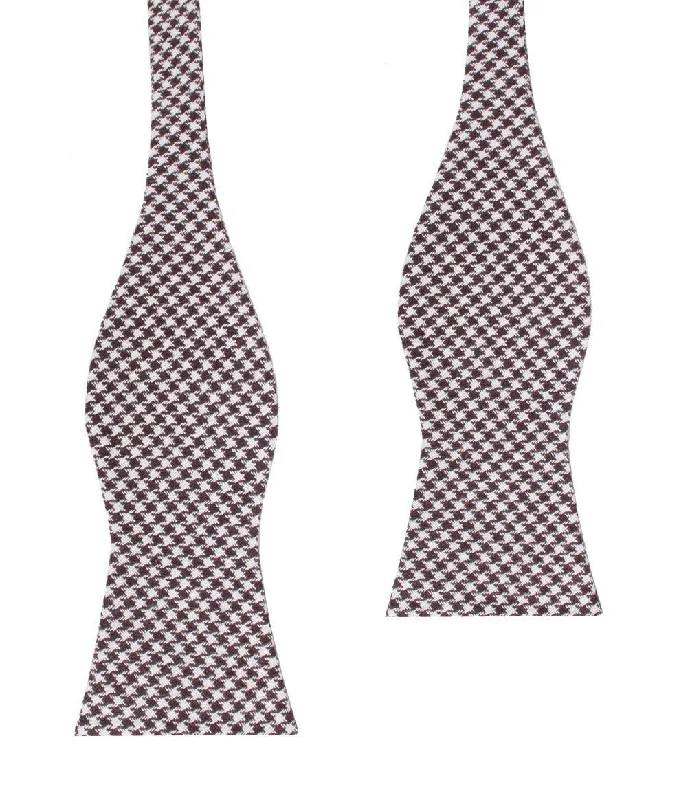 stylish silk necktie sets for office meetings-Cappuccino Houndstooth Brown Linen Self Bow Tie