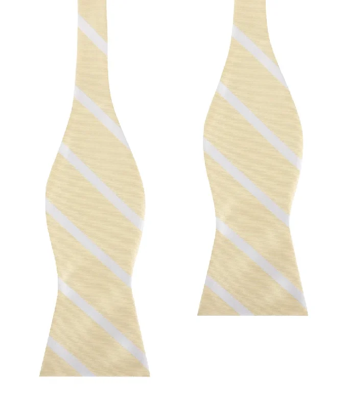 premium business silk bow ties-Champagne Stripe Self Bow Tie