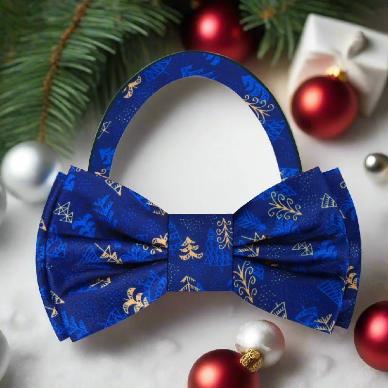 classic wedding necktie colors for men-Christmas Forest Bow Tie