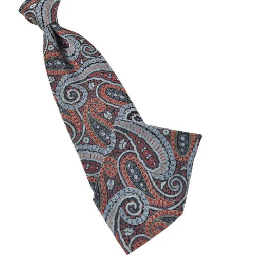 classic silk wedding necktie colors-Classic Navy and Red Paisley Tie