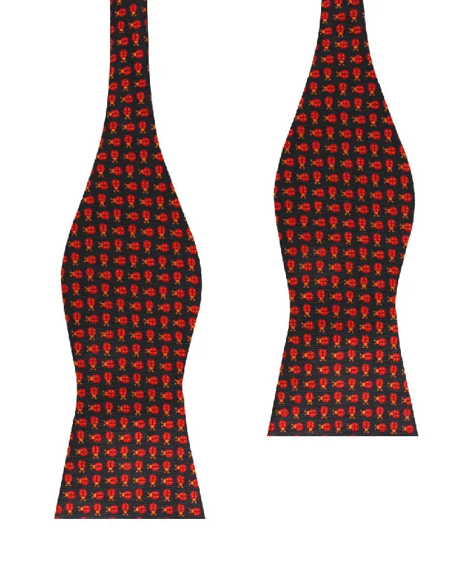 modern silk tie styles for business events-Coquelicot Red Beetle Self Bow Tie