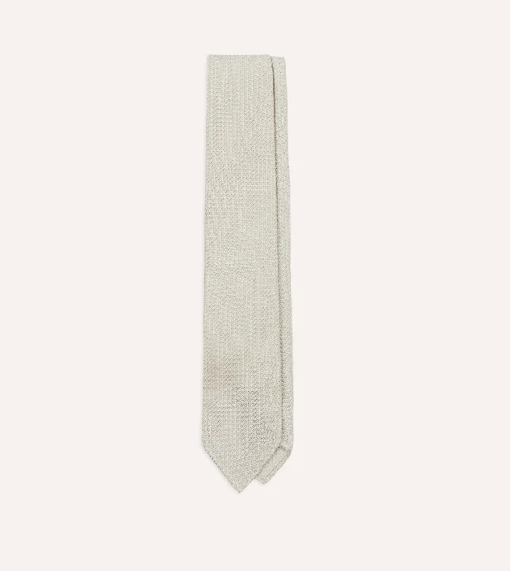 best silk necktie ideas for weddings-Cream Hand Rolled Large Knot Grenadine Tie