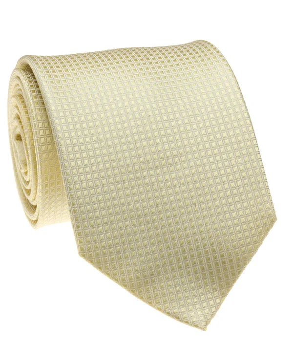 designer silk necktie packs for weddings-Cream Solid Grid Tie