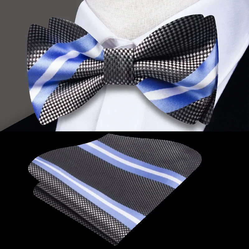 affordable silk bow ties for weddings-Dapper Stripe Bow Tie