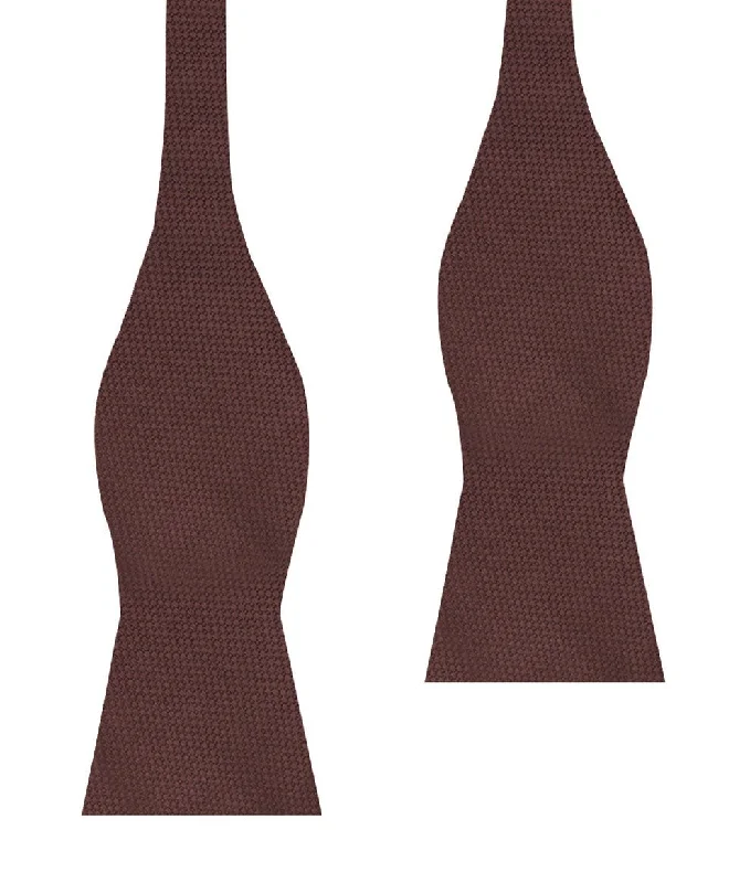 modern silk necktie colors for weddings-Dark Brown Basket Weave Self Bow Tie